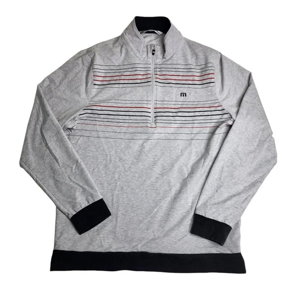 Travis Mathew 1/2 Zip Golf Pullover Gray Striped Size Large - Picture 1 of 8